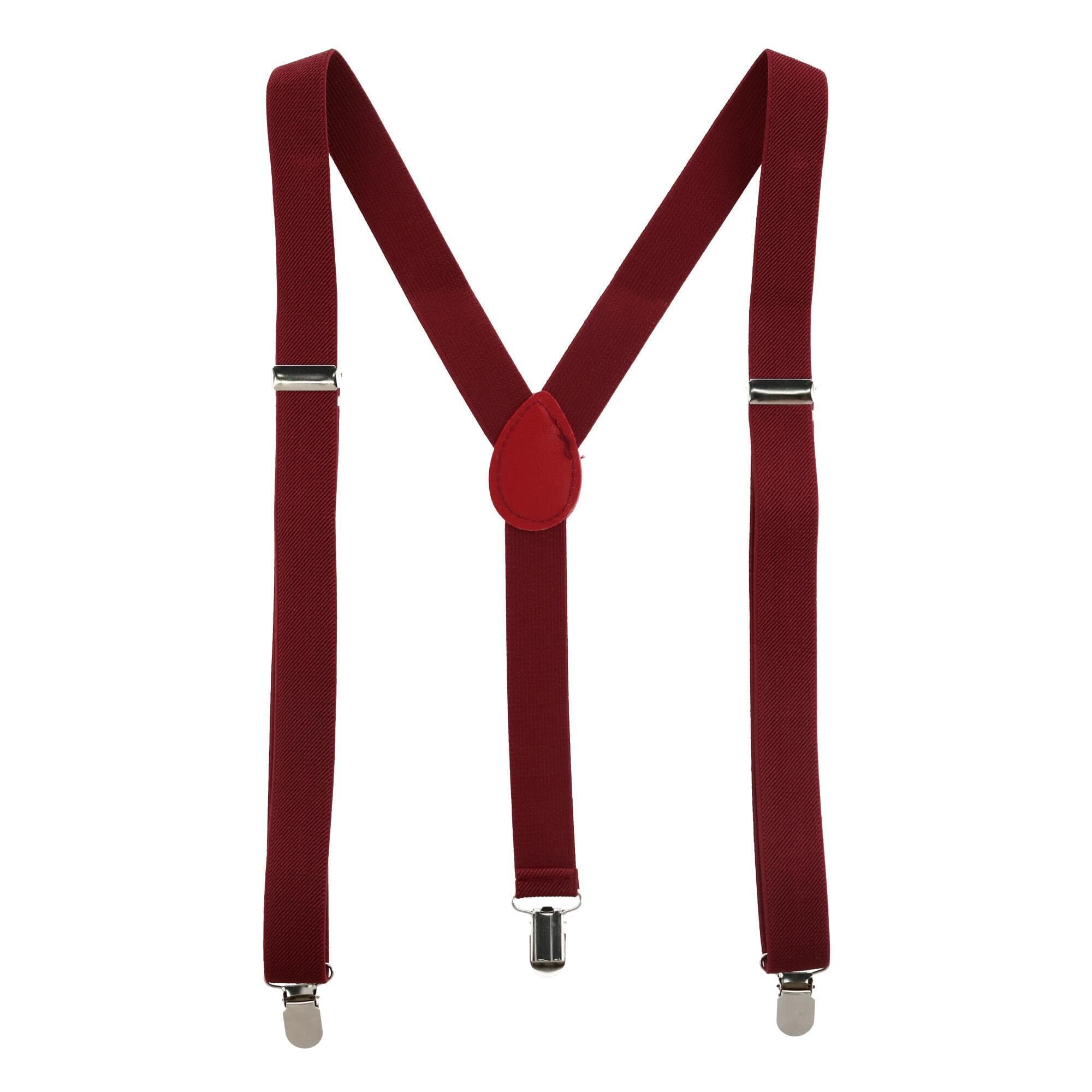 CTM® Men's Solid Fashion Color Bow Tie and Suspender Set - Burgundy