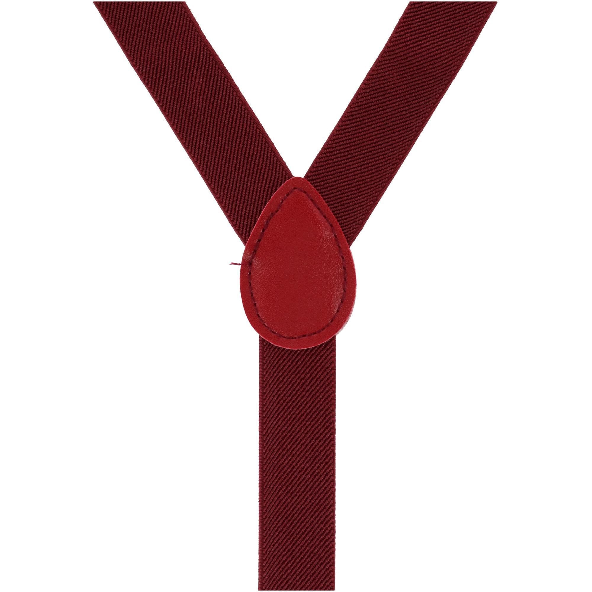 CTM® Men's Solid Fashion Color Bow Tie and Suspender Set - Burgundy