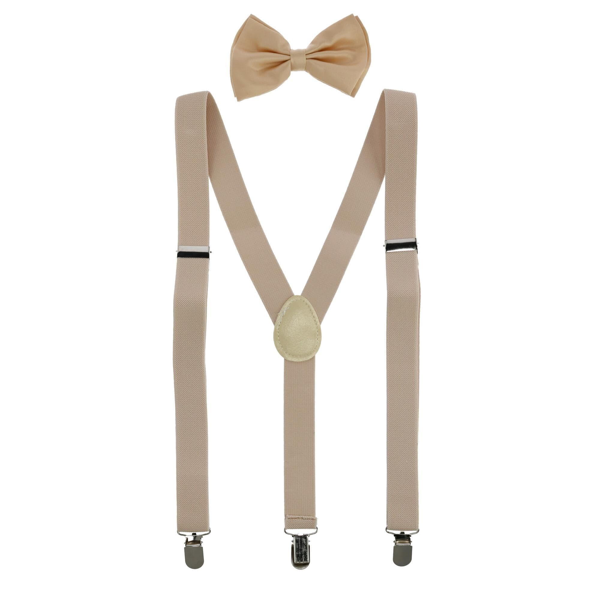 CTM® Men's Solid Fashion Color Bow Tie and Suspender Set