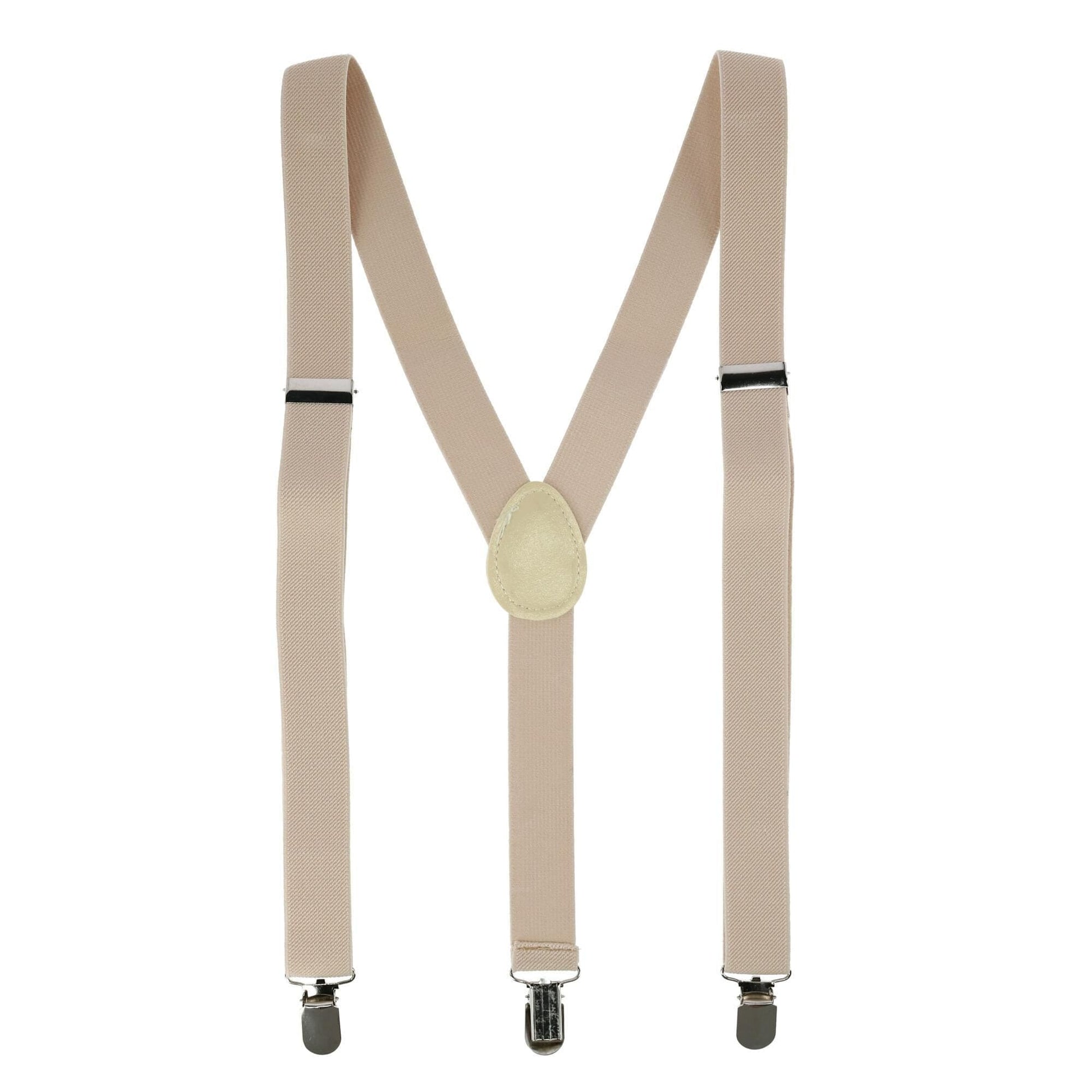 CTM® Men's Solid Fashion Color Bow Tie and Suspender Set - Cream