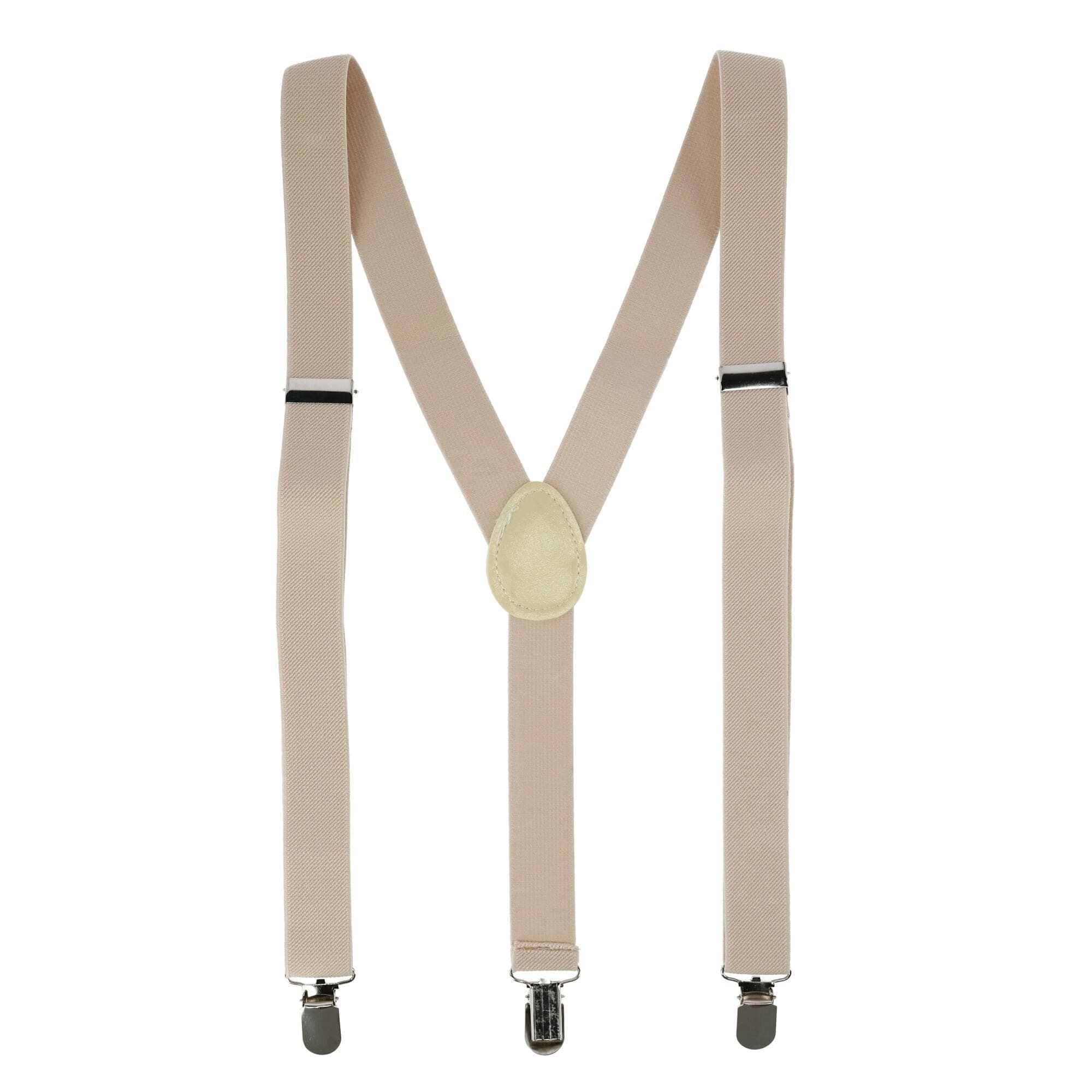 CTM® Men's Solid Fashion Color Bow Tie and Suspender Set - Cream