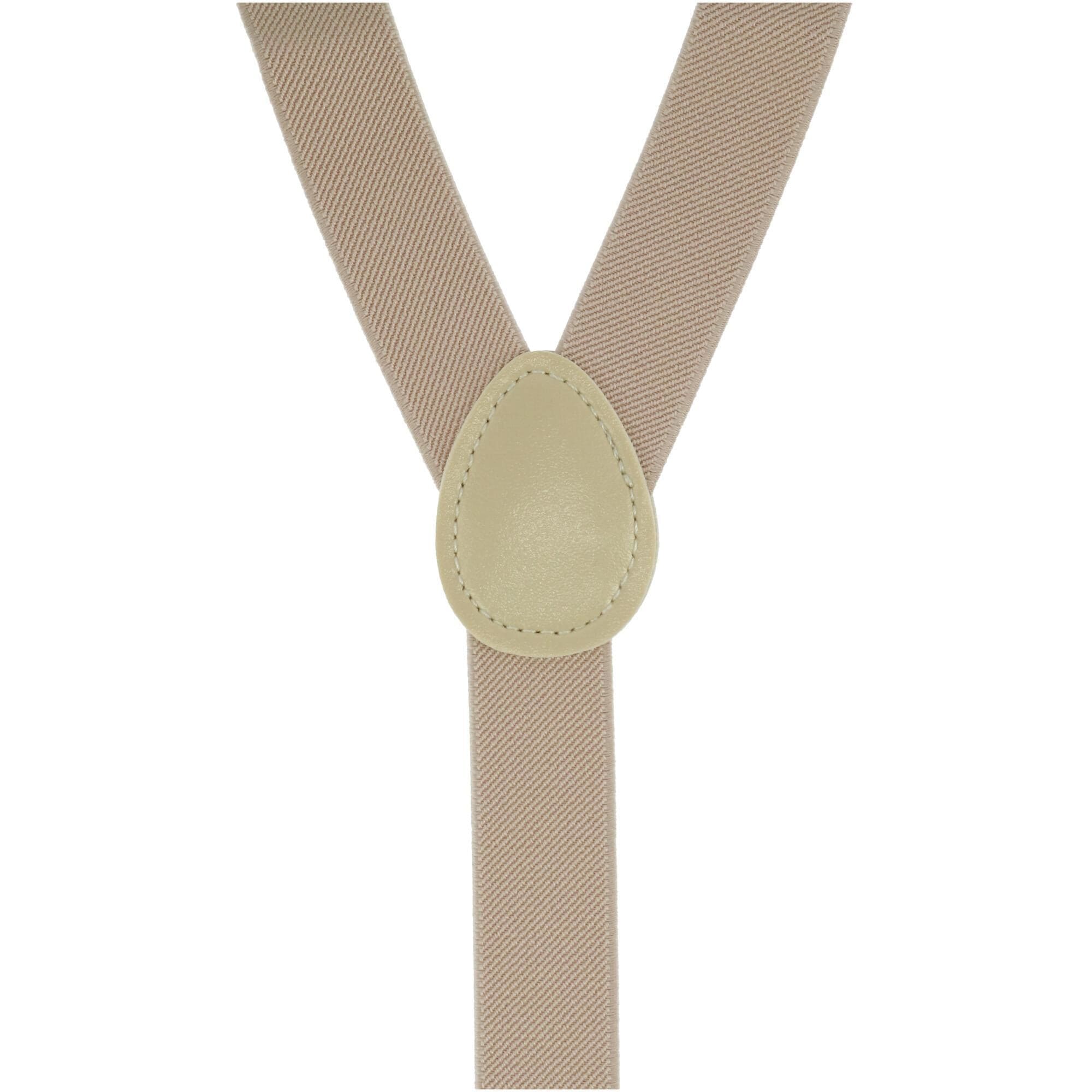 CTM® Men's Solid Fashion Color Bow Tie and Suspender Set - Cream