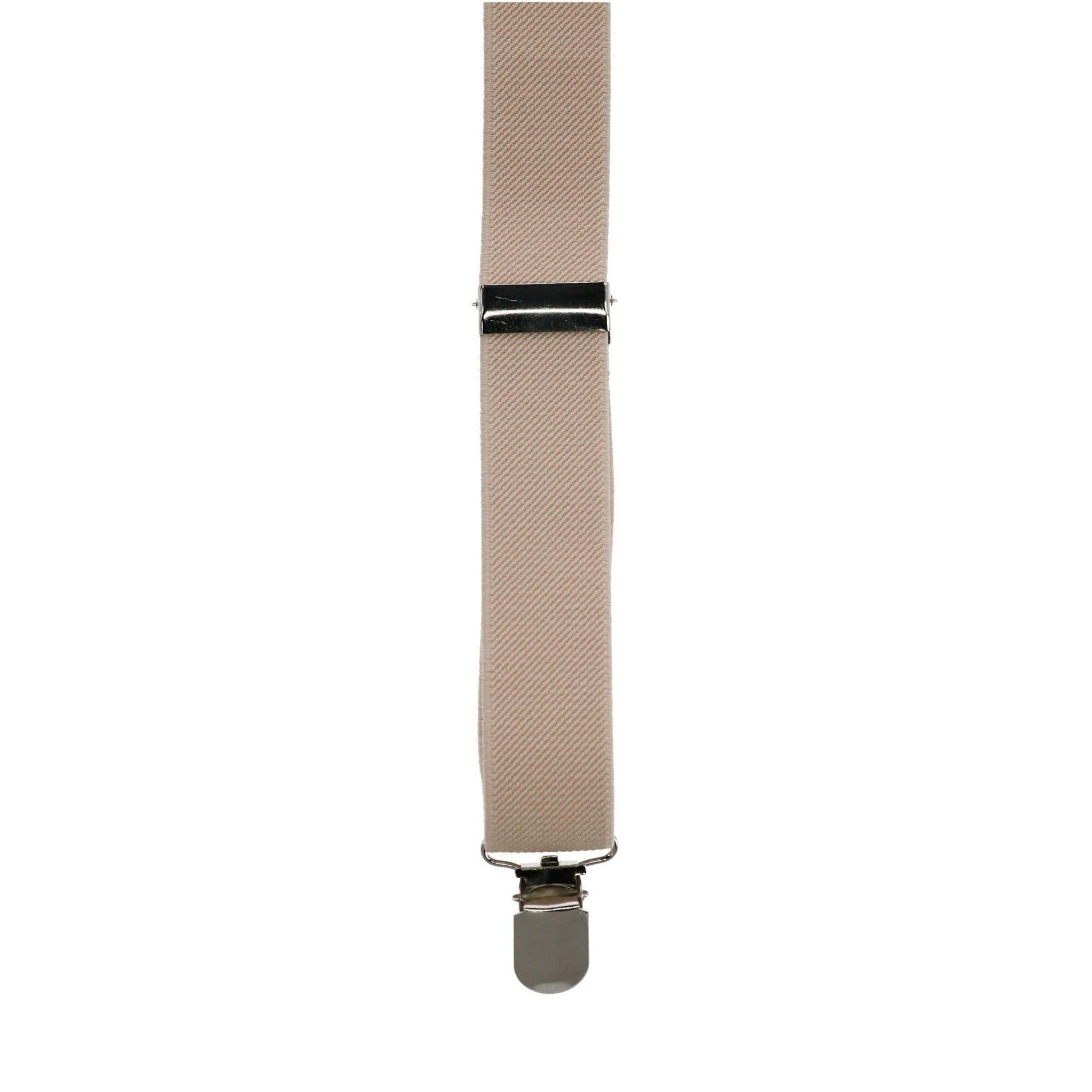 CTM® Men's Solid Fashion Color Bow Tie and Suspender Set - Cream
