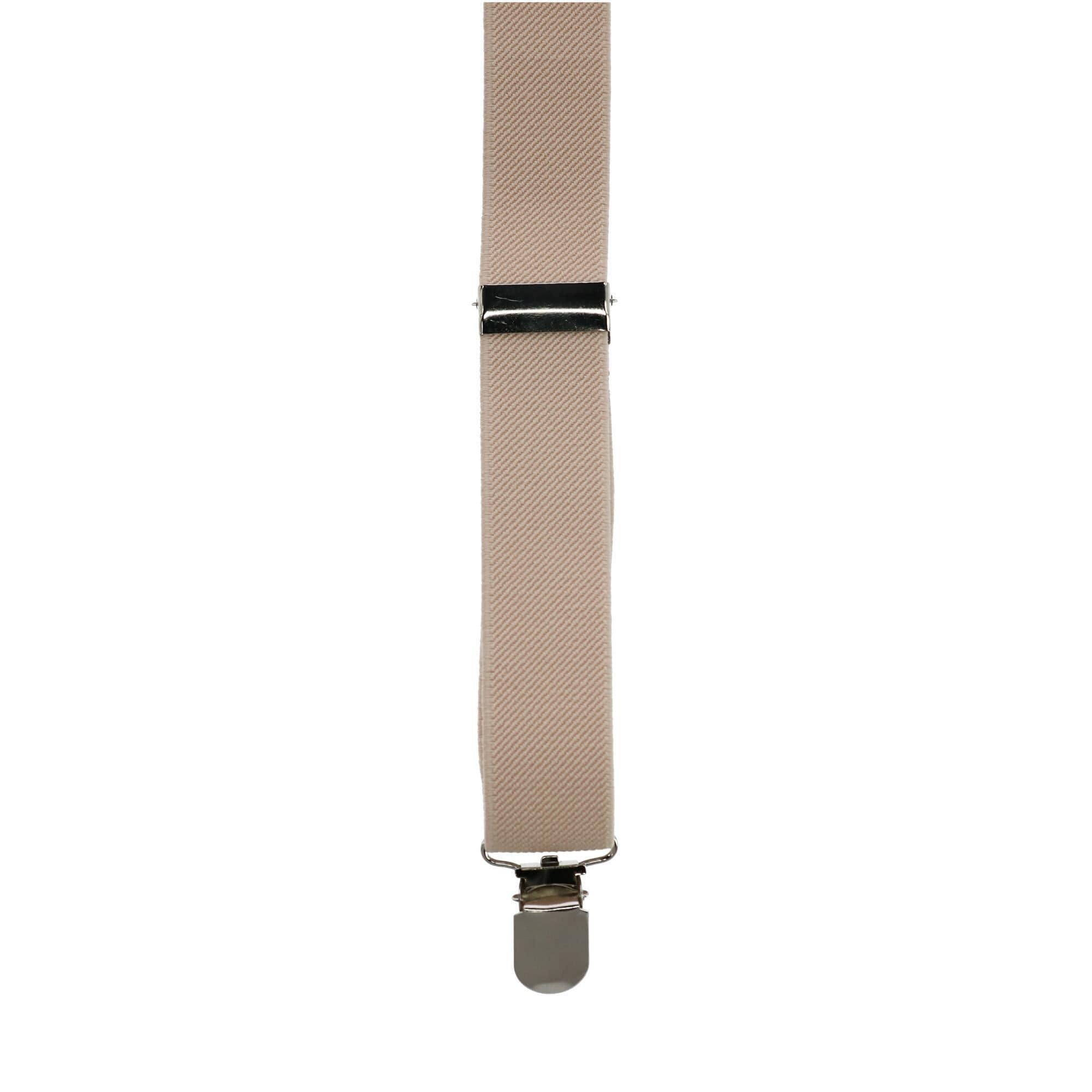 CTM® Men's Solid Fashion Color Bow Tie and Suspender Set - Cream