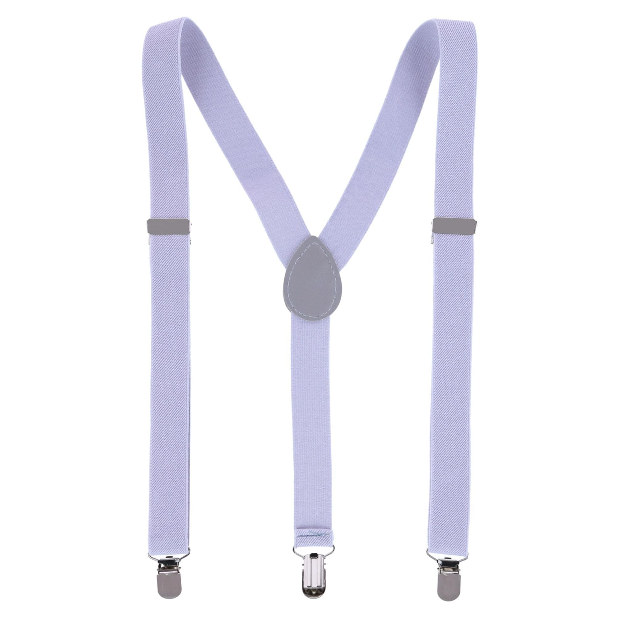 CTM® Men's Solid Fashion Color Bow Tie and Suspender Set - Light Grey