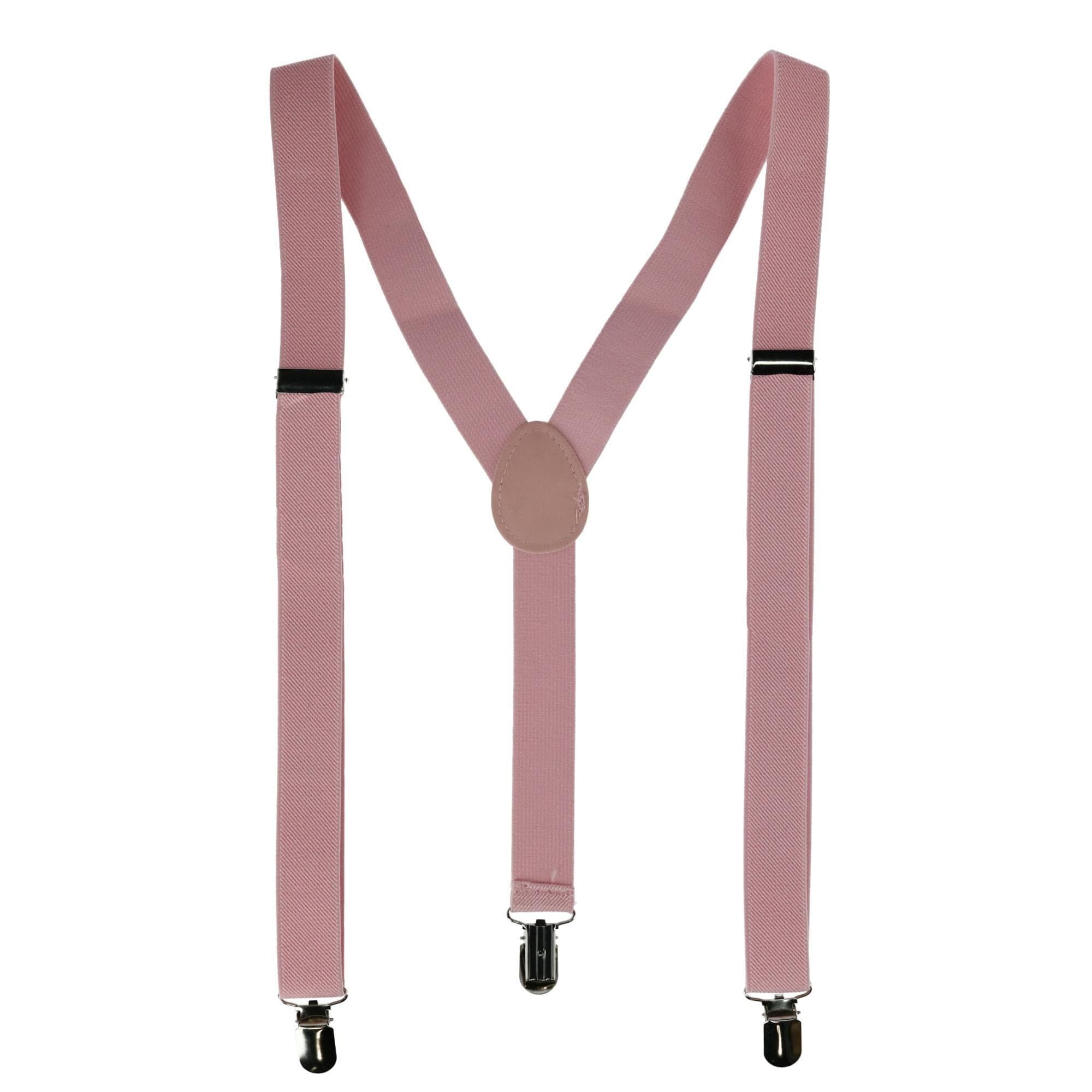 CTM® Men's Solid Fashion Color Bow Tie and Suspender Set - Light Pink