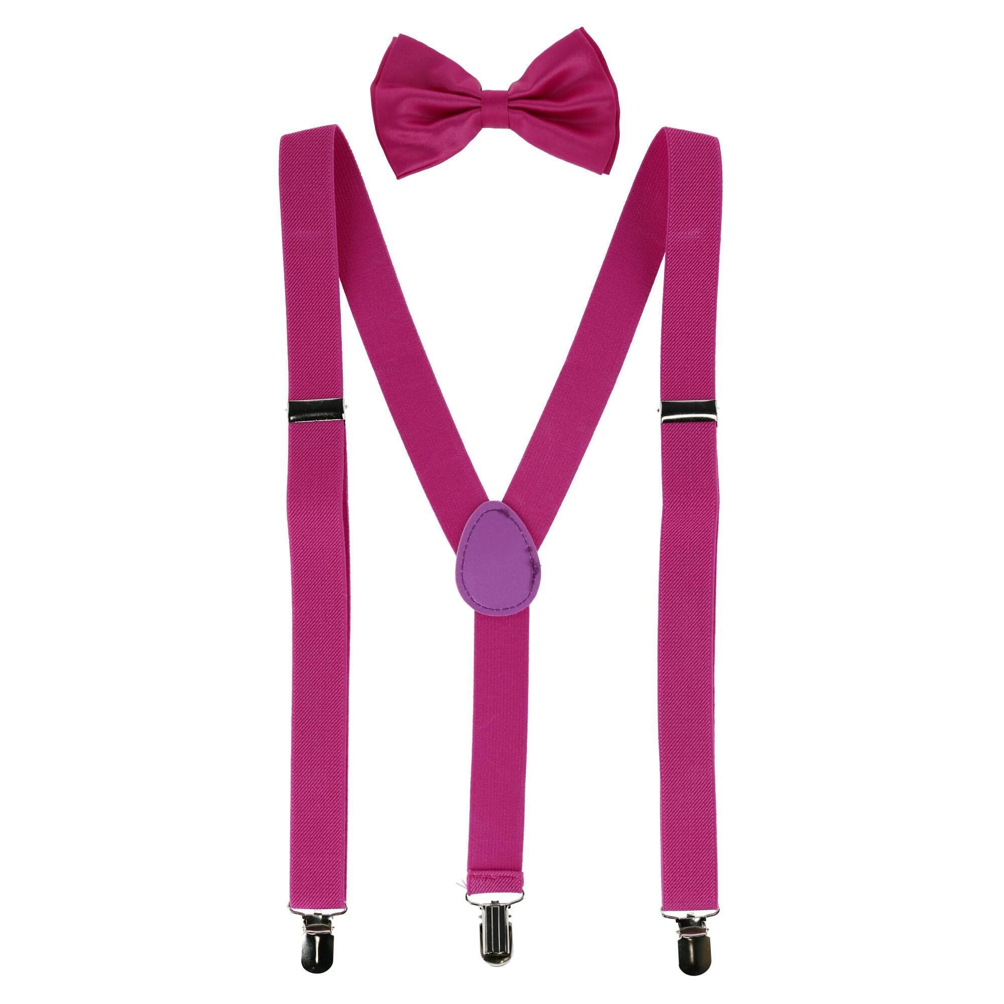 CTM® Men's Solid Fashion Color Bow Tie and Suspender Set