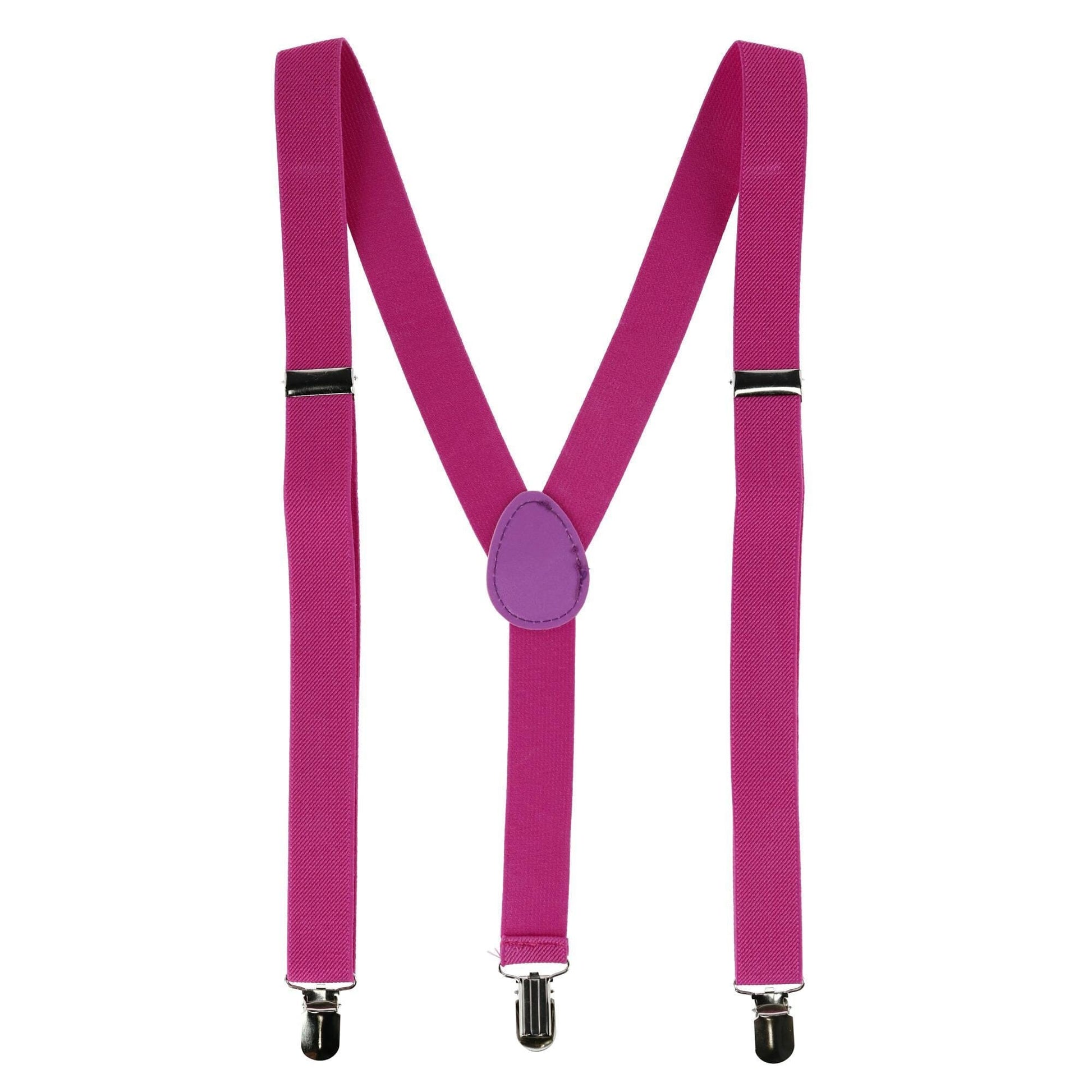 CTM® Men's Solid Fashion Color Bow Tie and Suspender Set - Magenta