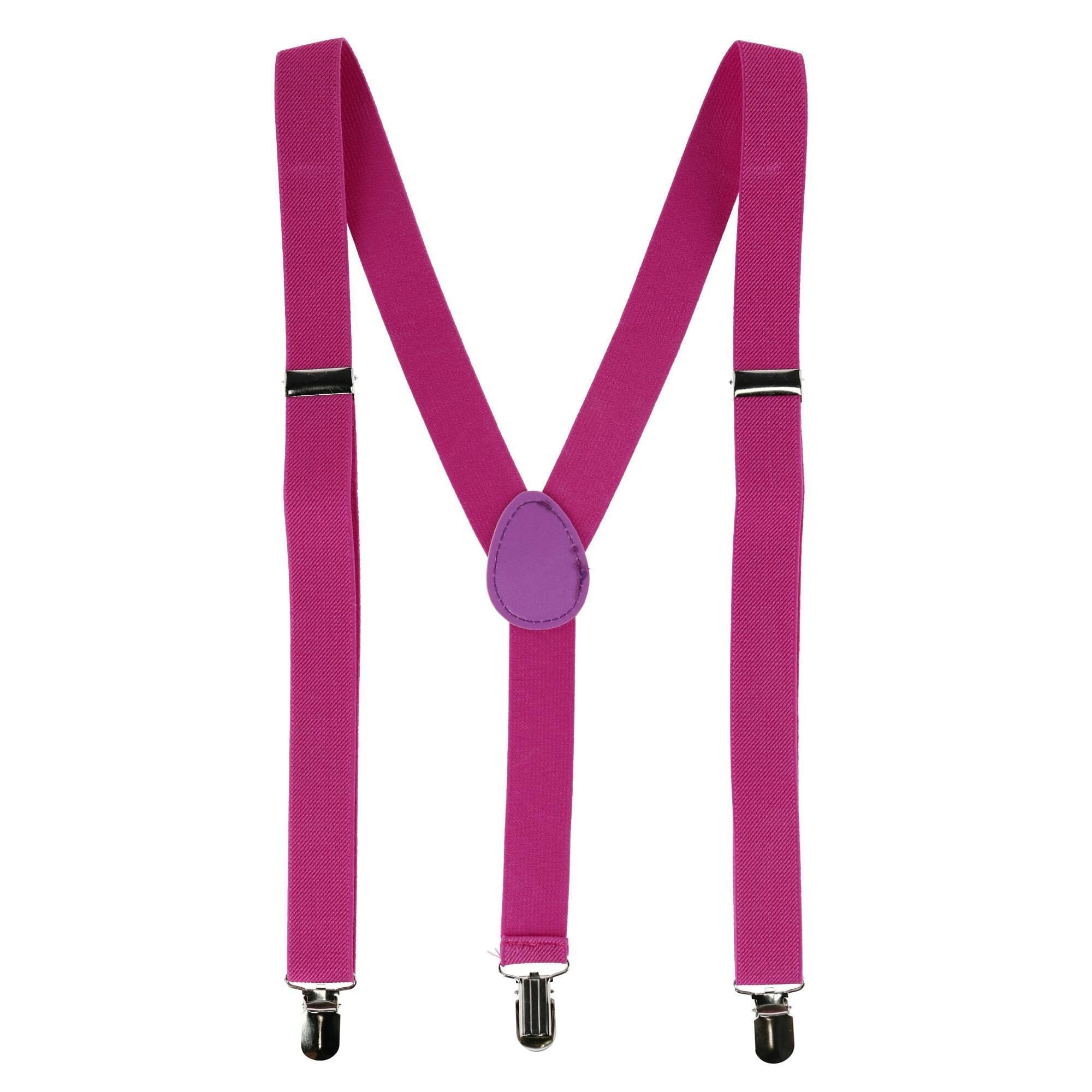 CTM® Men's Solid Fashion Color Bow Tie and Suspender Set - Magenta