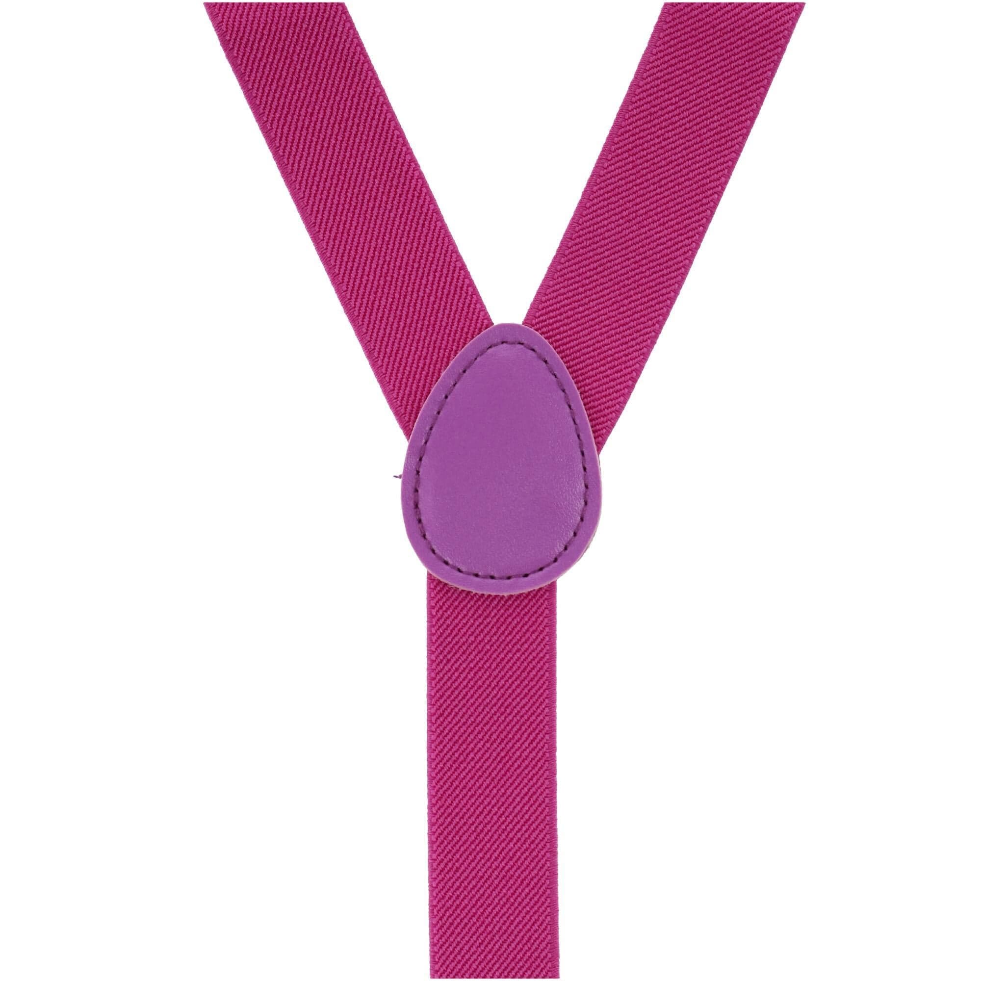 CTM® Men's Solid Fashion Color Bow Tie and Suspender Set - Magenta