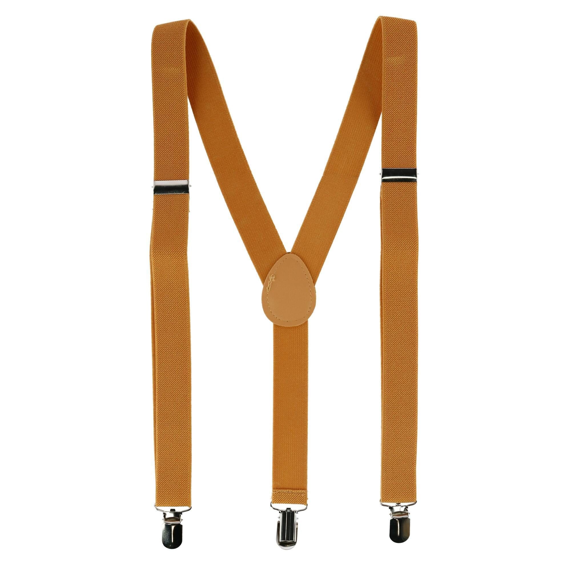 CTM® Men's Solid Fashion Color Bow Tie and Suspender Set - Mustard