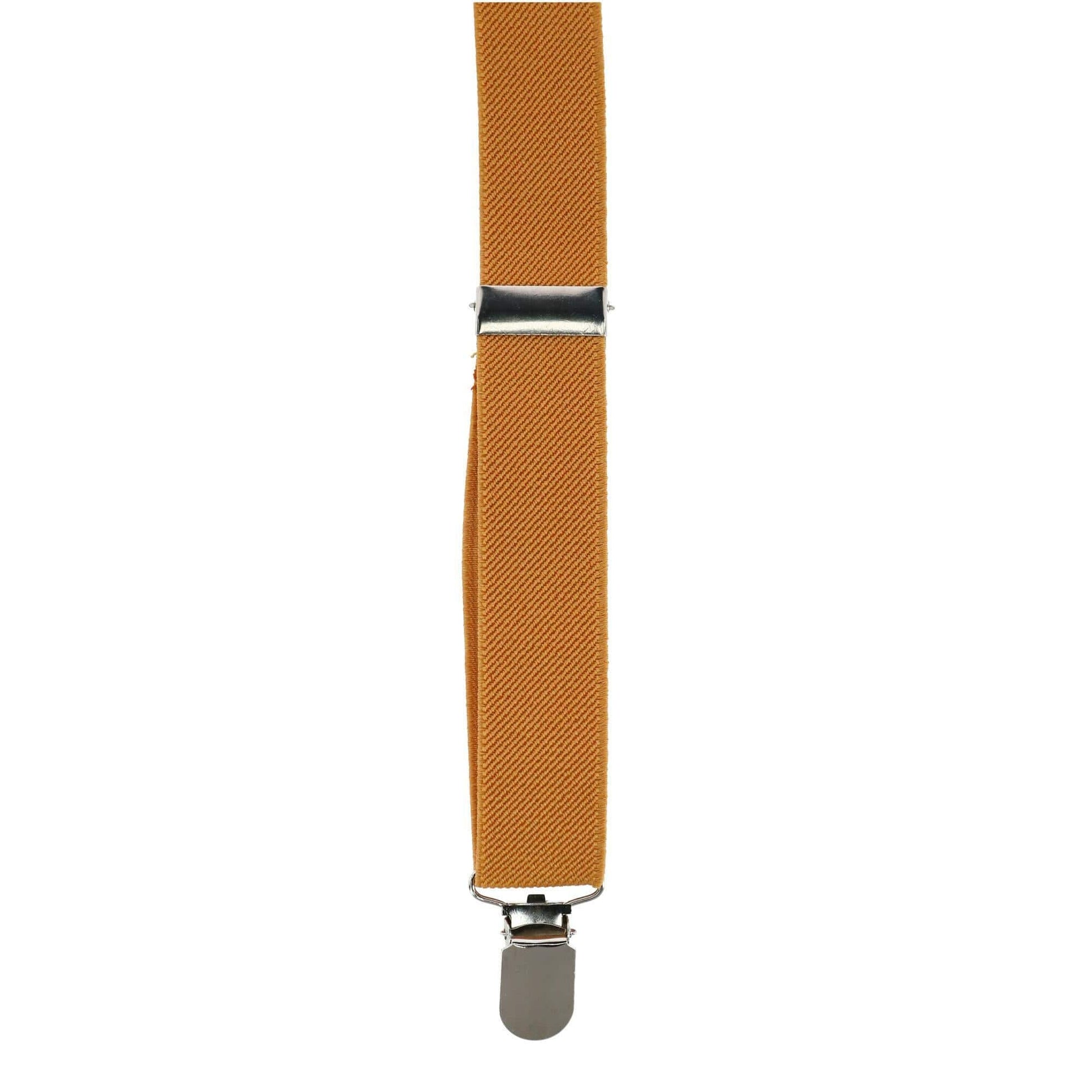CTM® Men's Solid Fashion Color Bow Tie and Suspender Set - Mustard