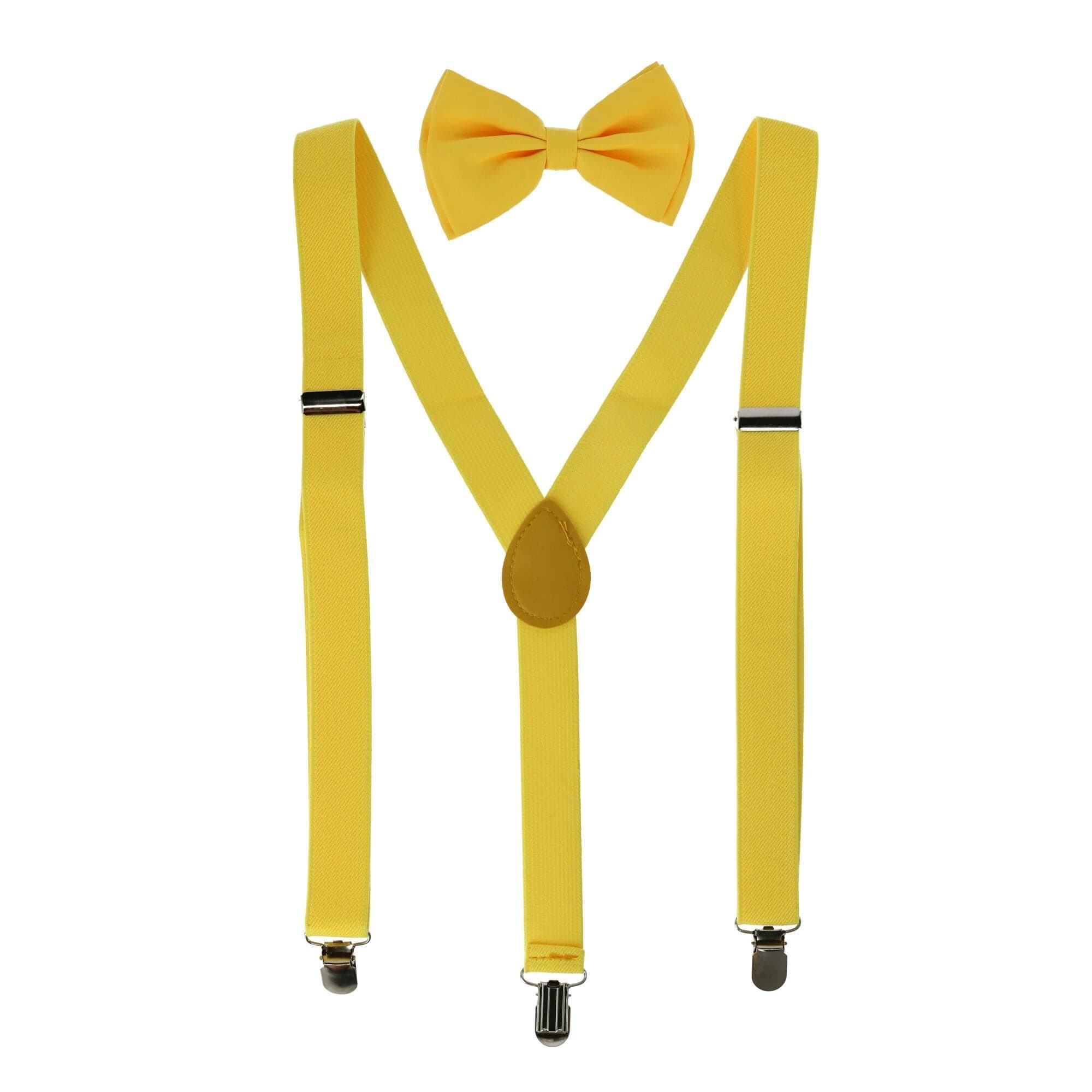 CTM® Men's Solid Fashion Color Bow Tie and Suspender Set