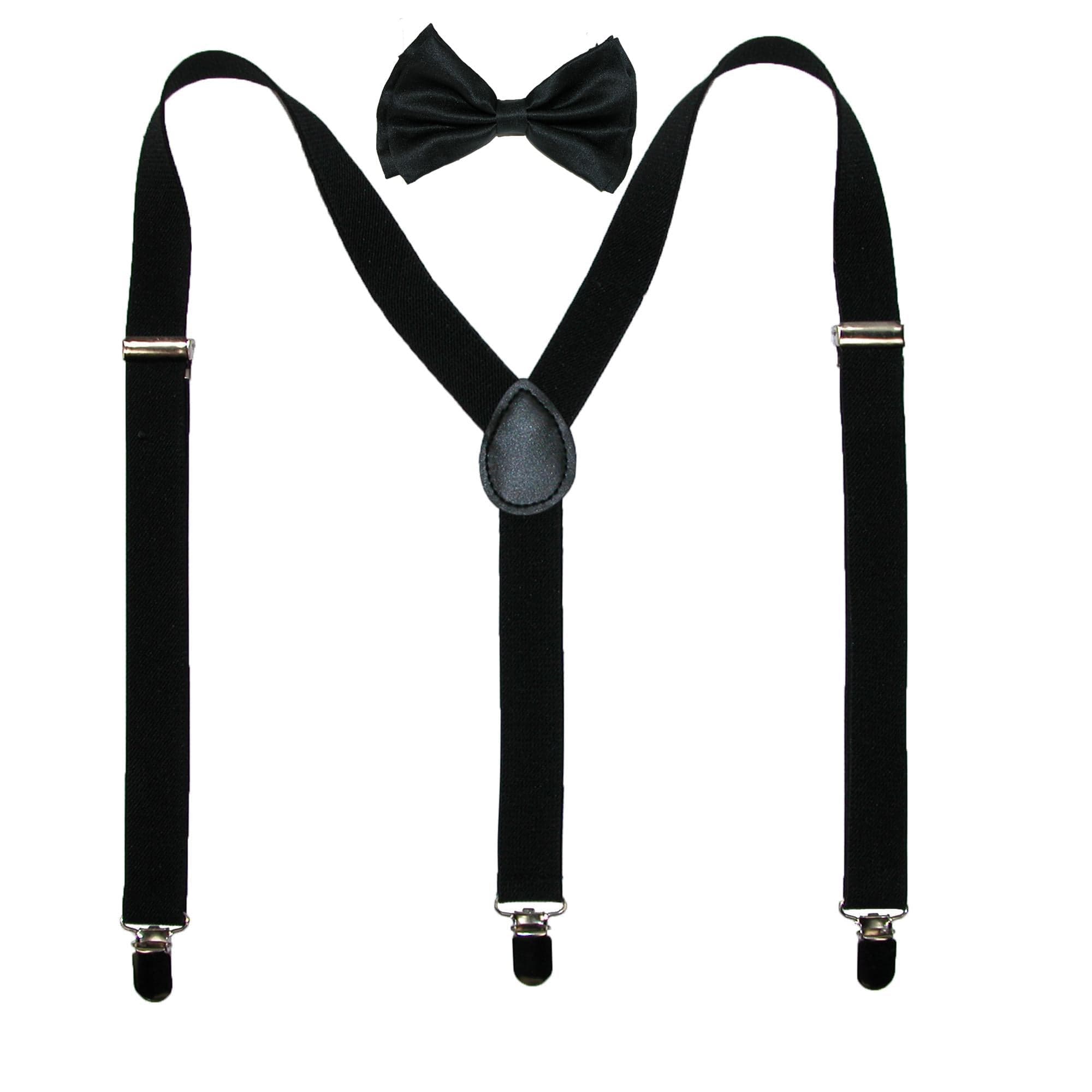 CTM® Men's Solid Bow Tie with Suspender Set