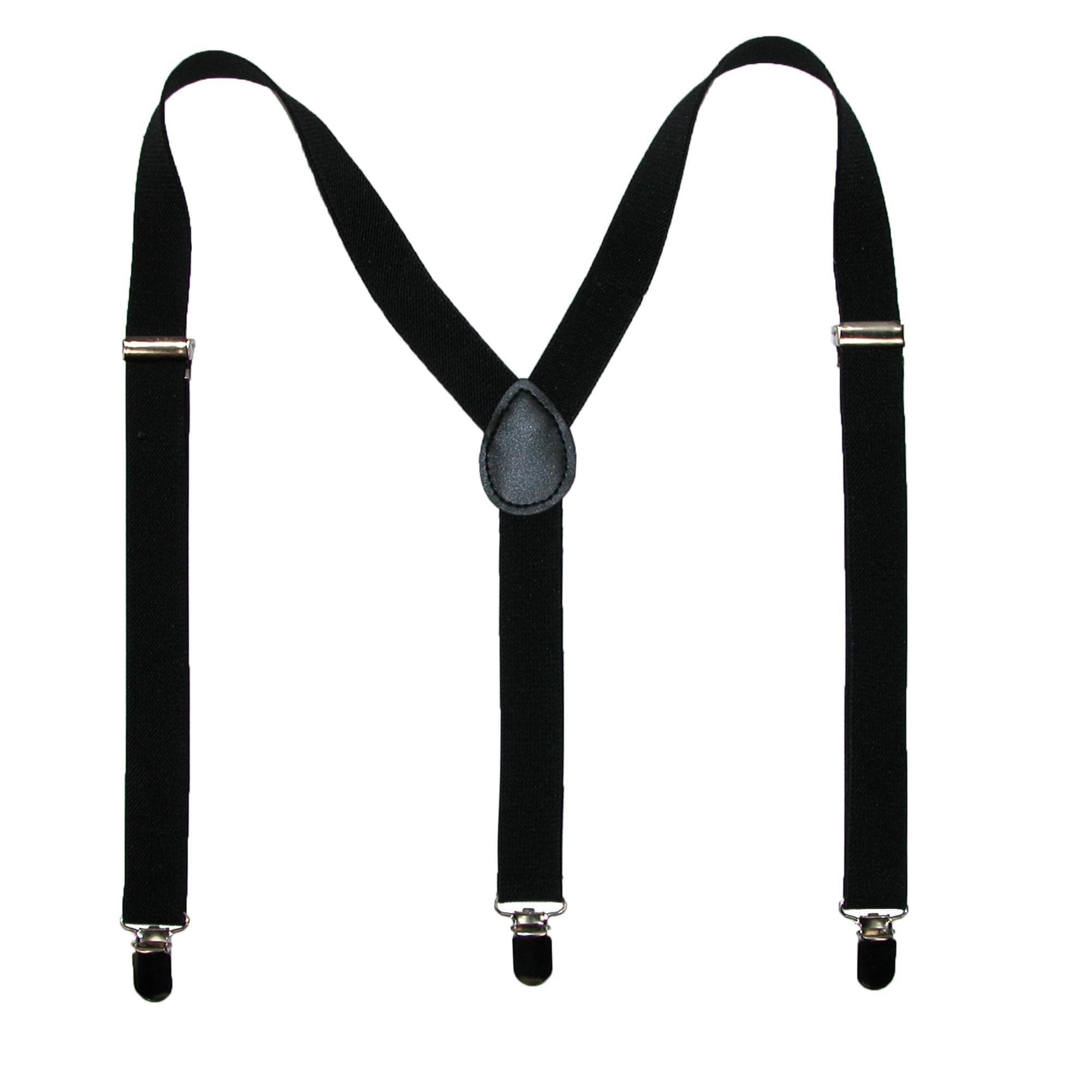 CTM® Men's Solid Bow Tie with Suspender Set - Solid Black Set