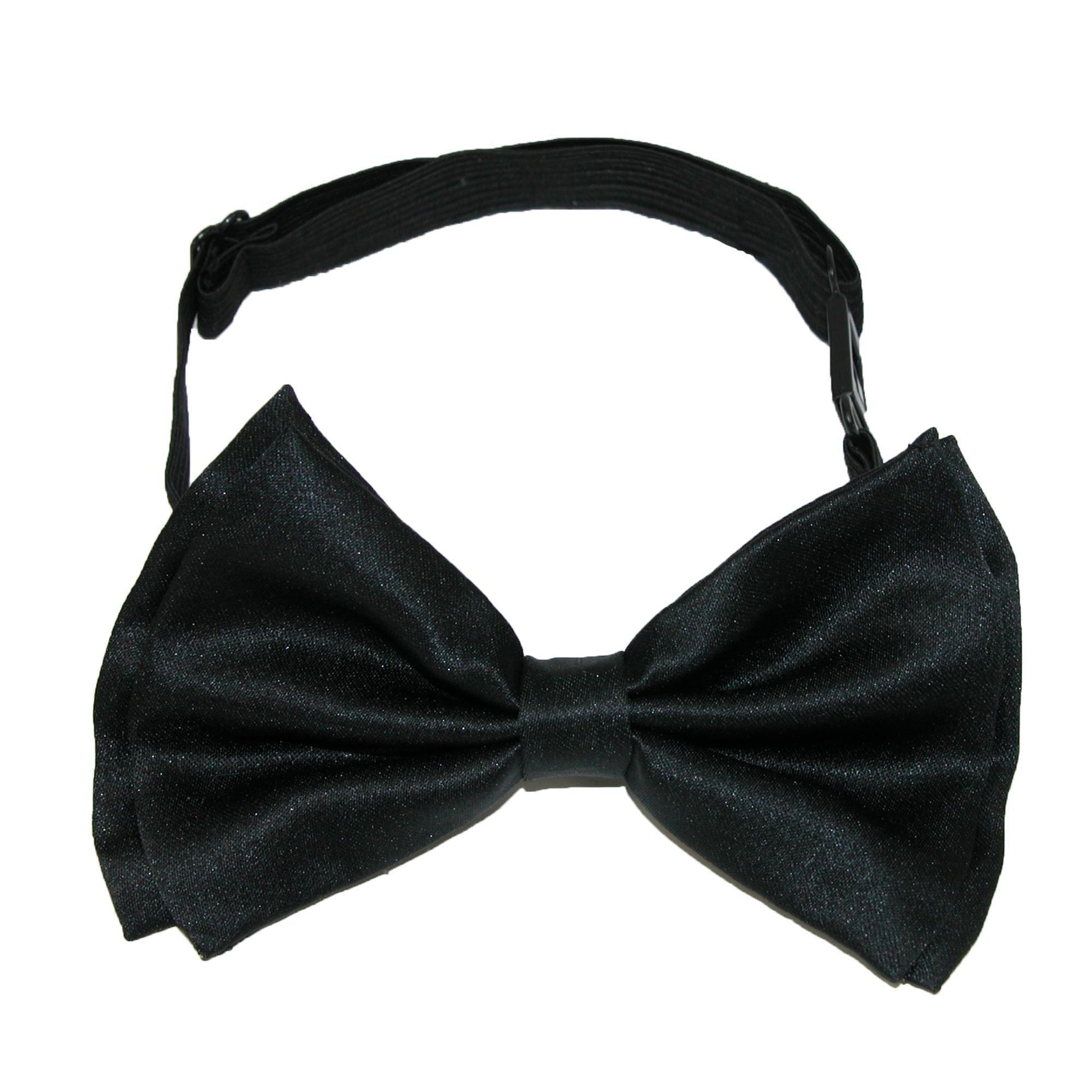 CTM® Men's Solid Bow Tie with Suspender Set - Solid Black Set