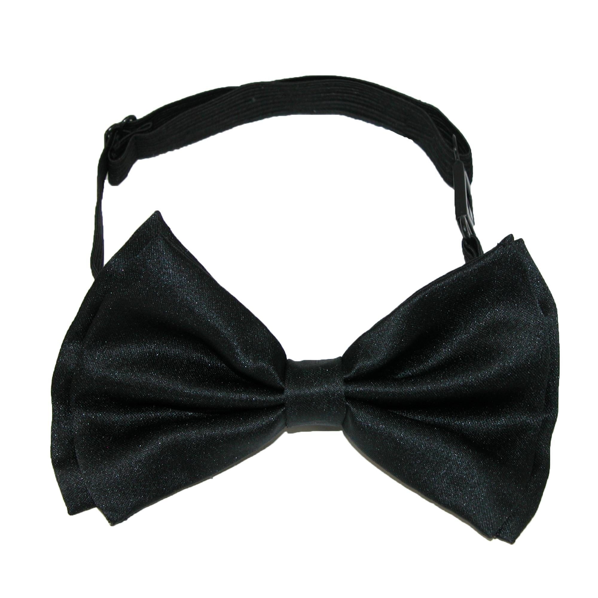 CTM® Men's Solid Bow Tie with Suspender Set - Solid Black Set