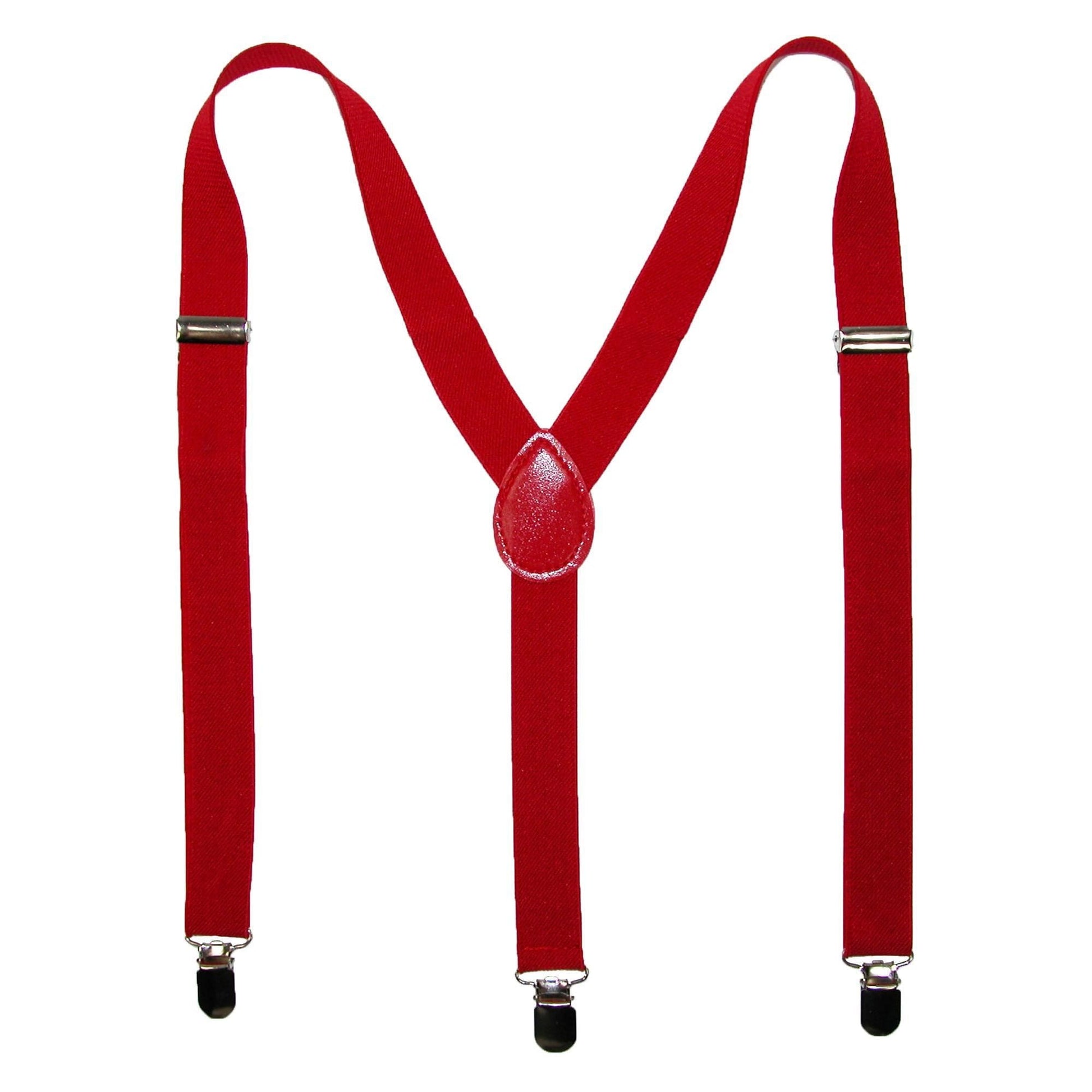 CTM® Men's Solid Bow Tie with Suspender Set - Solid Red Set