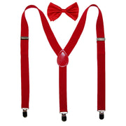 Men's Solid Bow Tie with Suspender Set