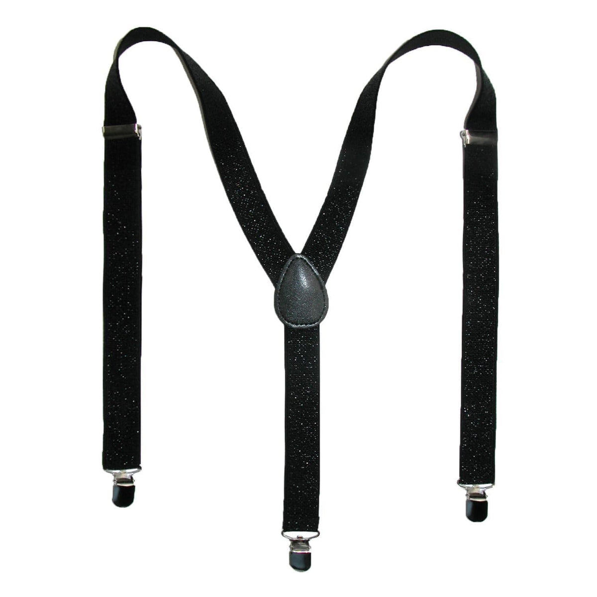 CTM® Women's Elastic Glitter Clip-End Suspenders - Black