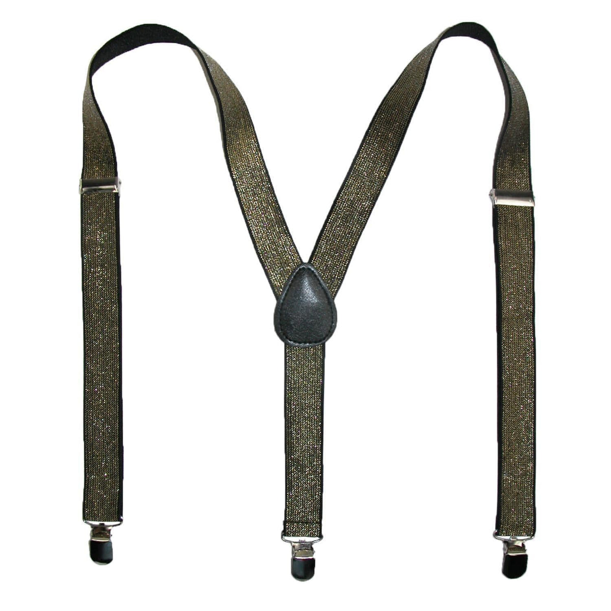 CTM® Women's Elastic Glitter Clip-End Suspenders - Gold