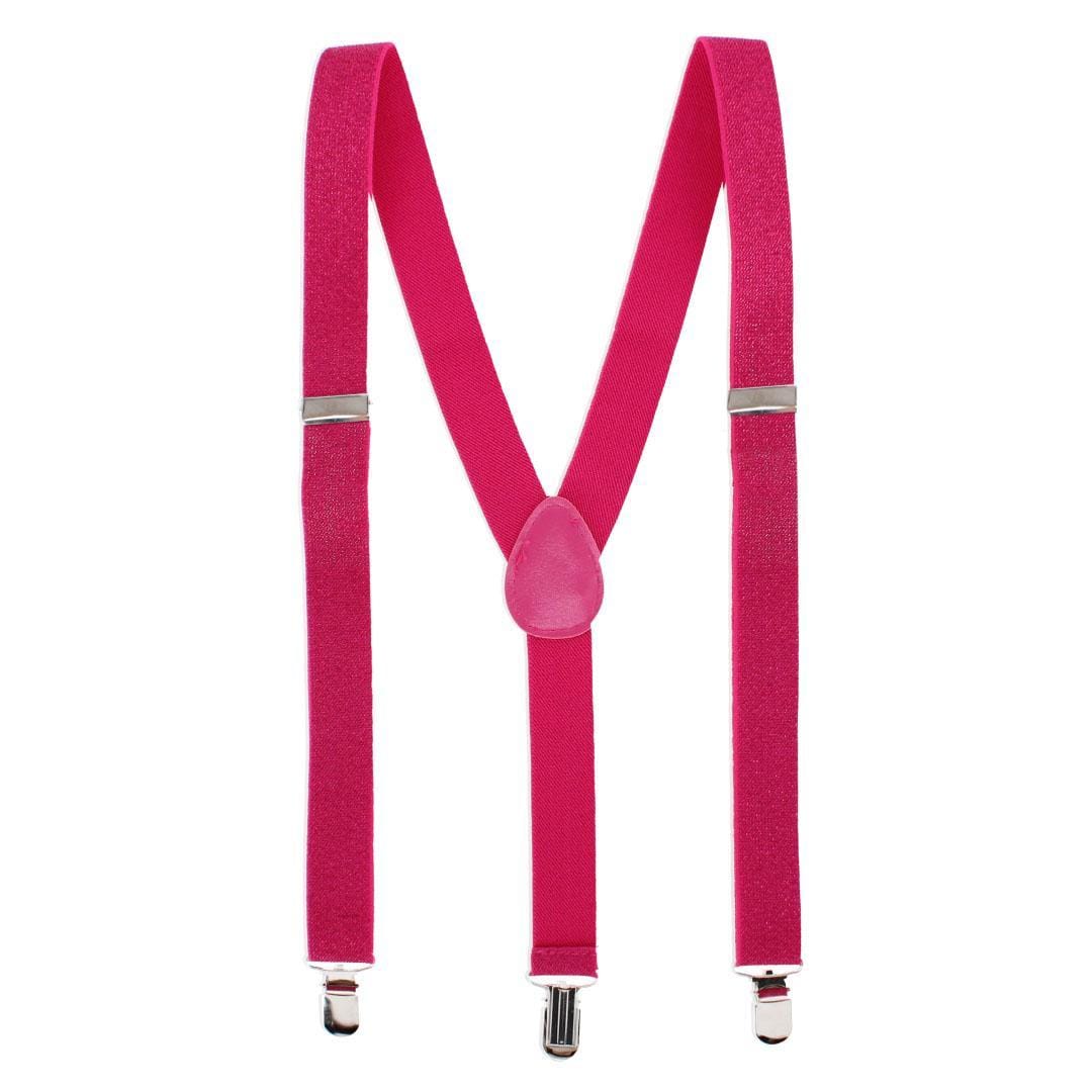 CTM® Women's Elastic Glitter Clip-End Suspenders - Hot Pink