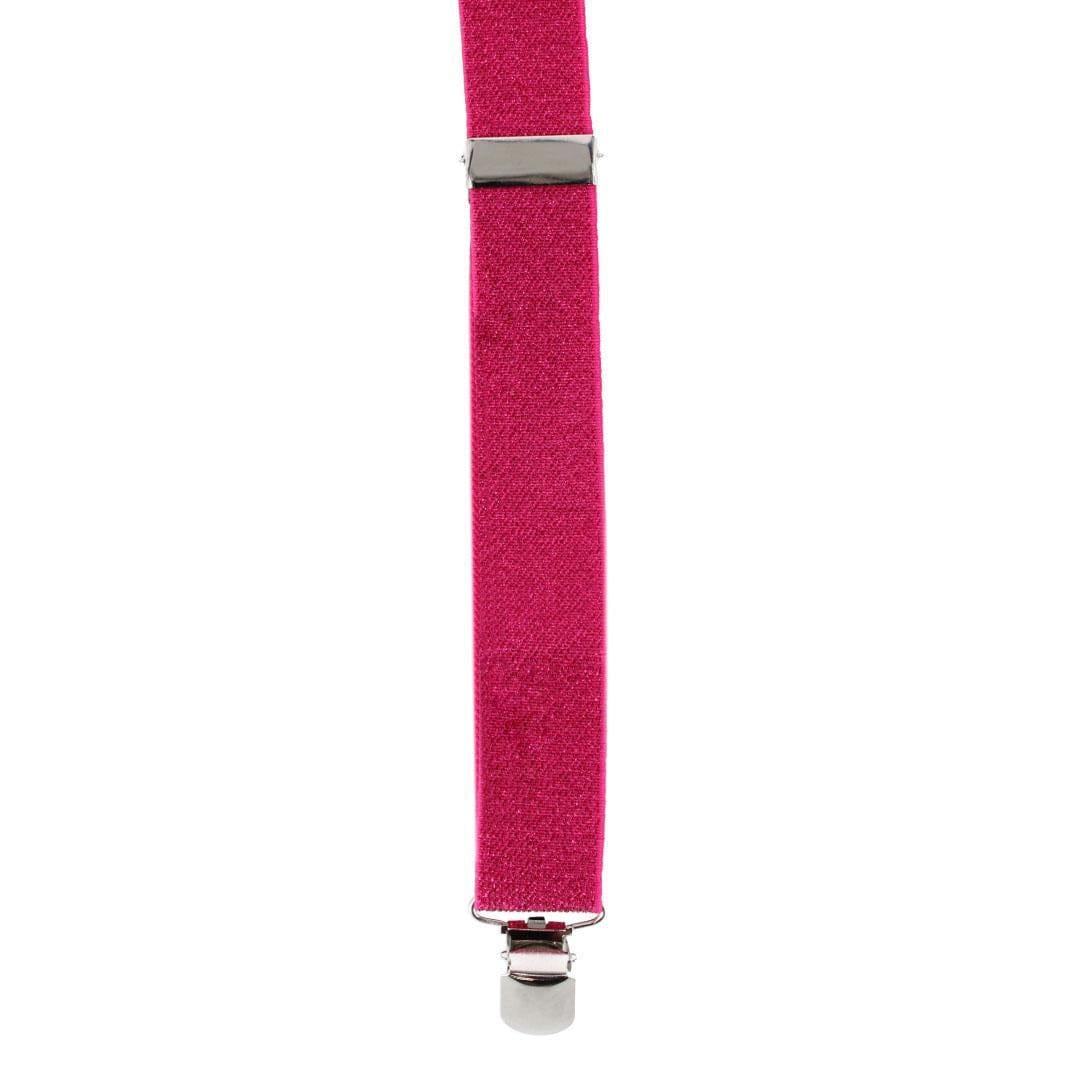 CTM® Women's Elastic Glitter Clip-End Suspenders - Hot Pink