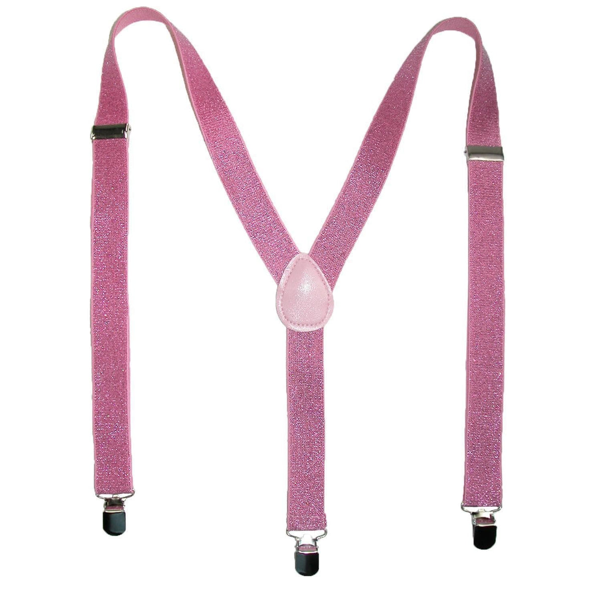 CTM® Women's Elastic Glitter Clip-End Suspenders - Pink