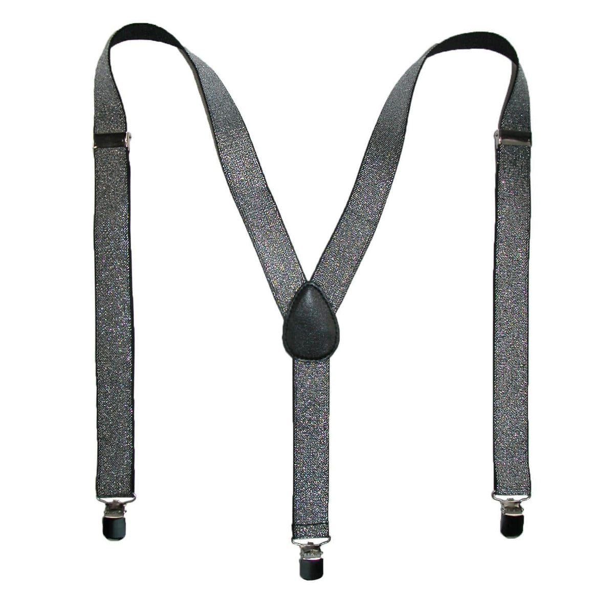 CTM® Women's Elastic Glitter Clip-End Suspenders - Silver