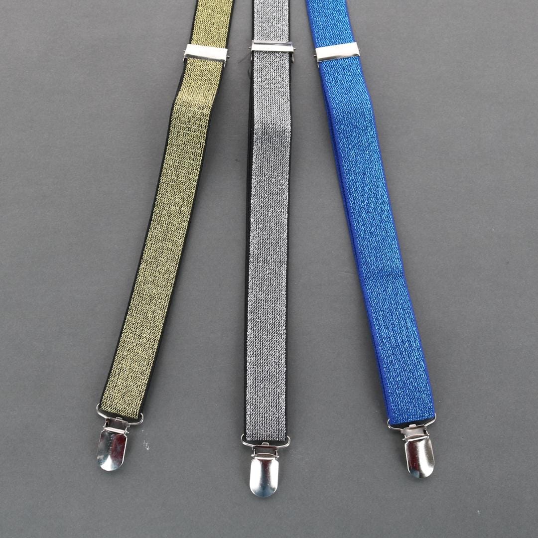 CTM® Women's Elastic Glitter Clip-End Suspenders - Silver