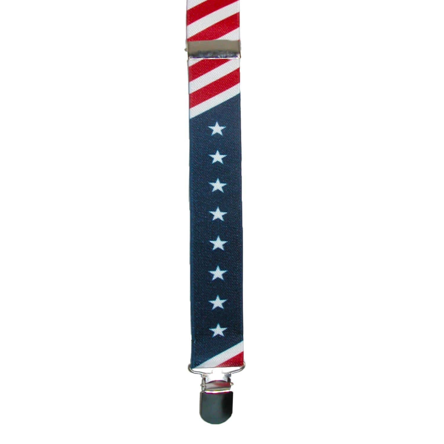 CTM® Elastic Stars and Stripes American Flag Clip-End Suspenders - American Flag