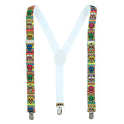 Women's Day of the Dead Skull Print Clip-End Suspenders