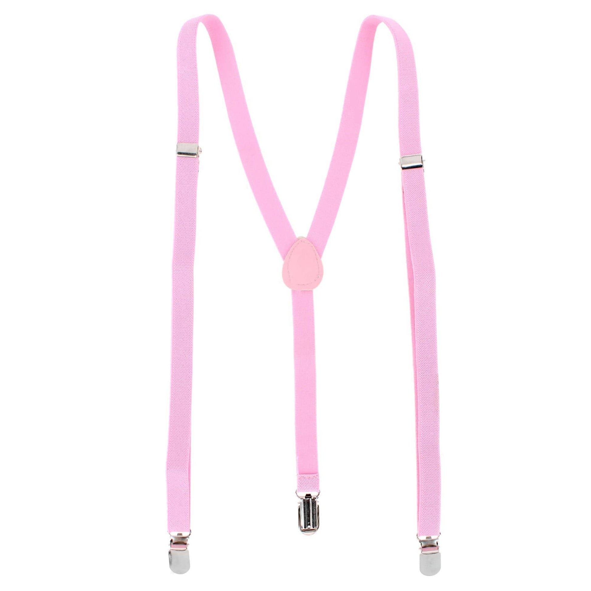 CTM® Women's Thin Adjustable Elastic Clip-End Y-Back Suspenders - Pink