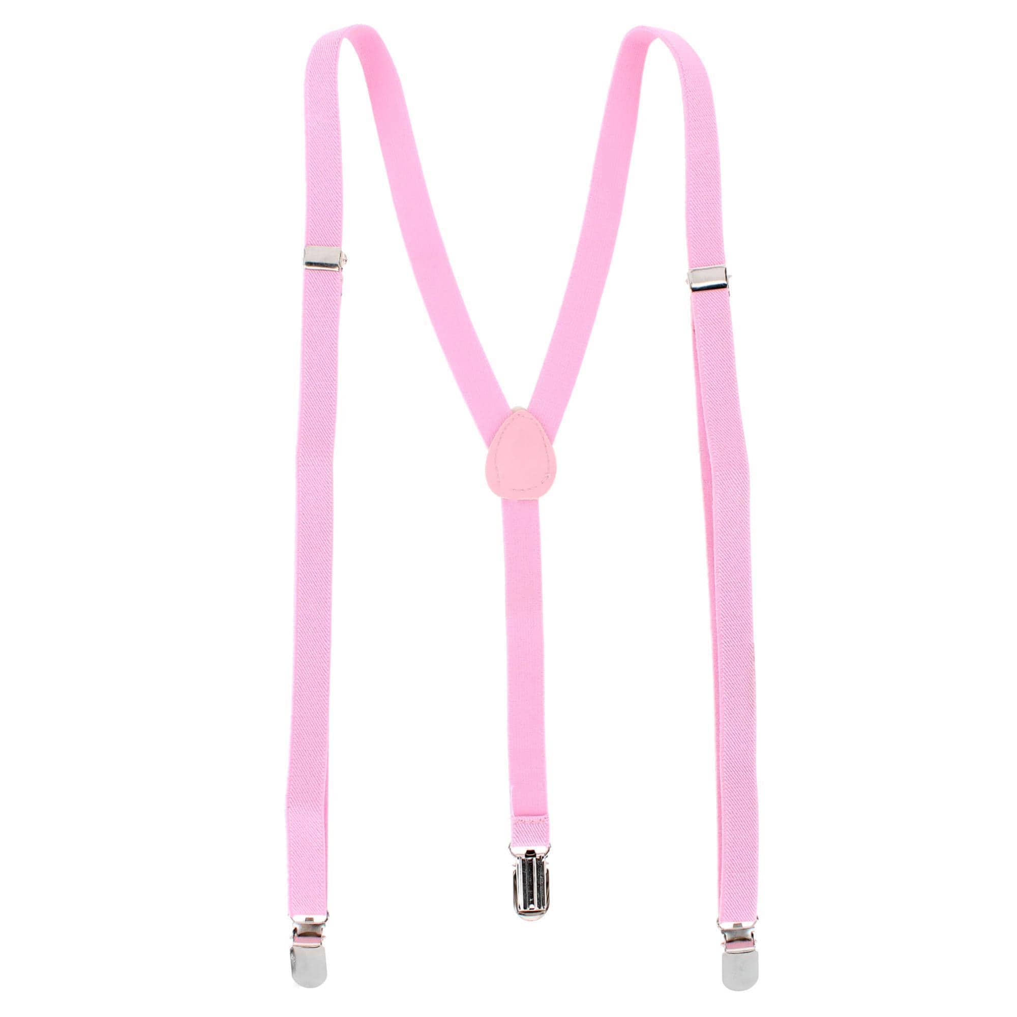 CTM® Women's Thin Adjustable Elastic Clip-End Y-Back Suspenders - Pink