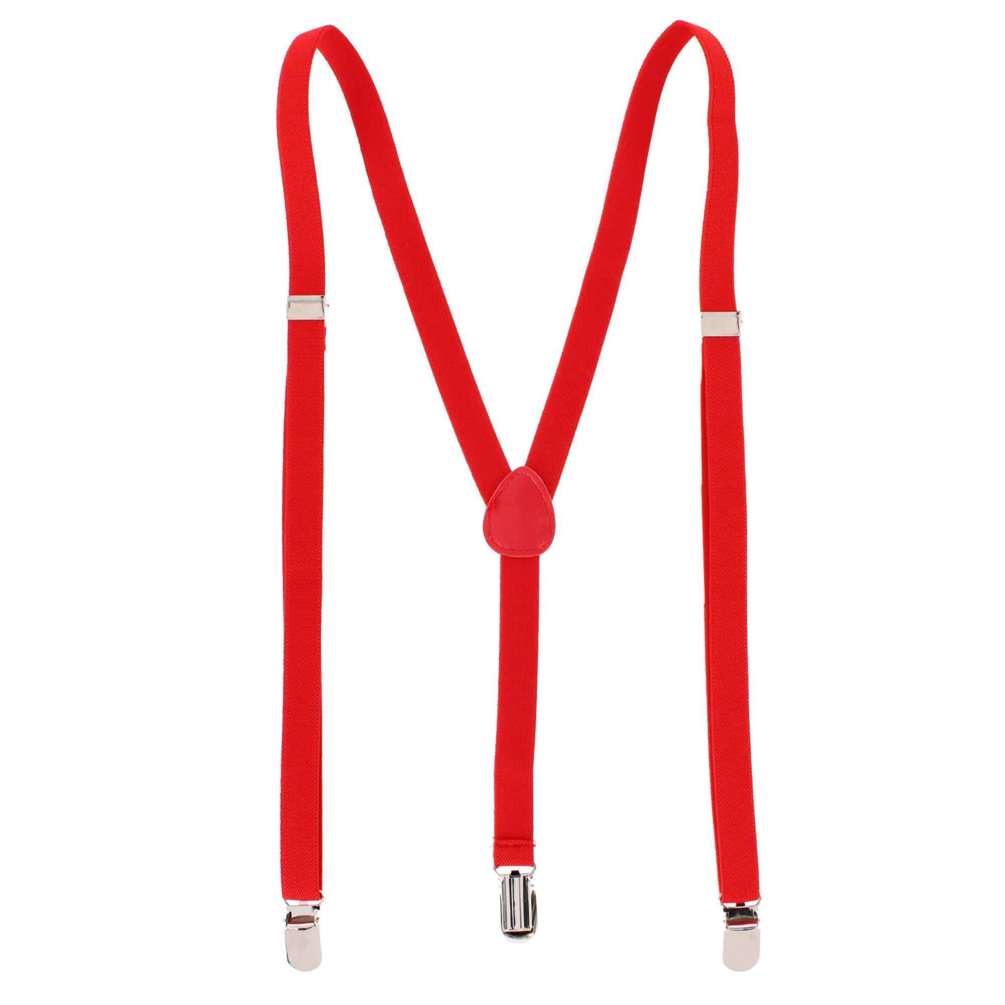 CTM® Women's Thin Adjustable Elastic Clip-End Y-Back Suspenders - Red