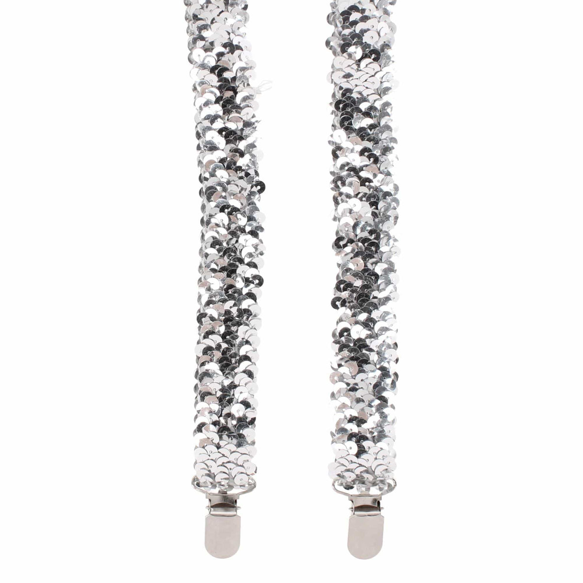 CTM® Women's Elastic Sequins Clip-End Suspenders - Silver