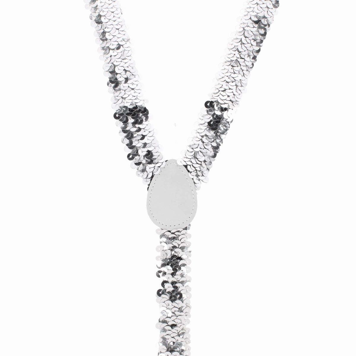 CTM® Women's Elastic Sequins Clip-End Suspenders - Silver