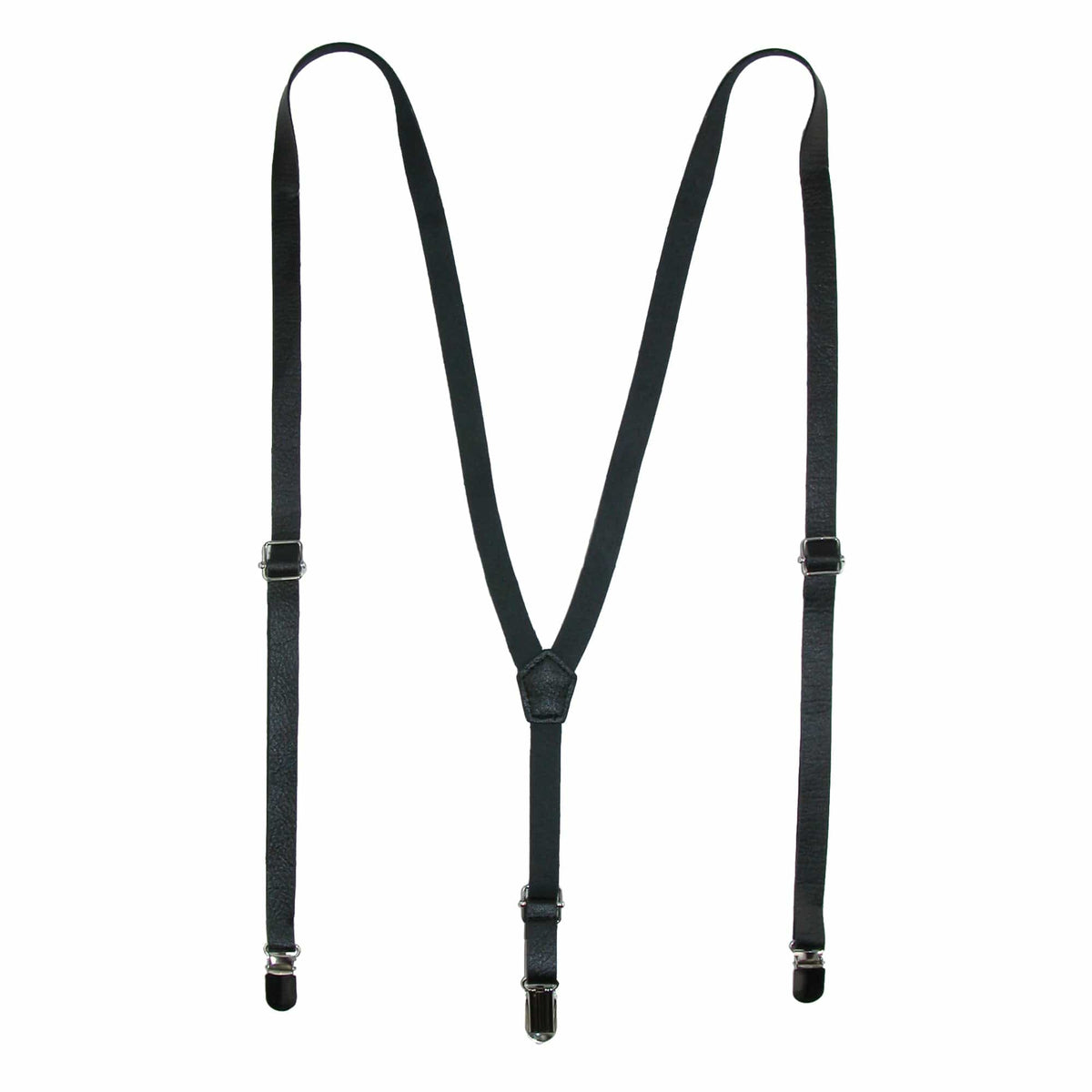 CTM® Faux Leather Slim Clip-End Suspenders