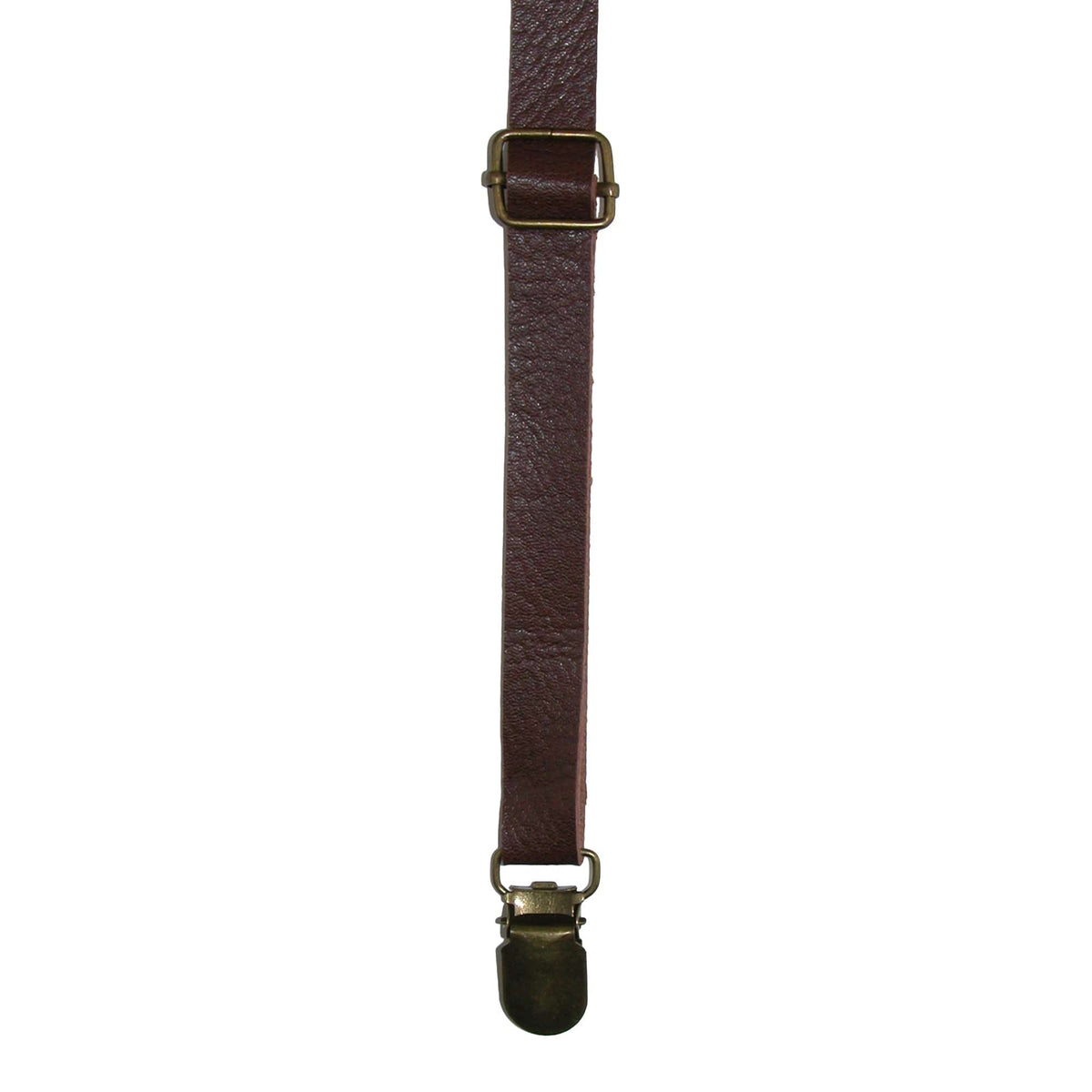CTM® Faux Leather Slim Clip-End Suspenders - Brown