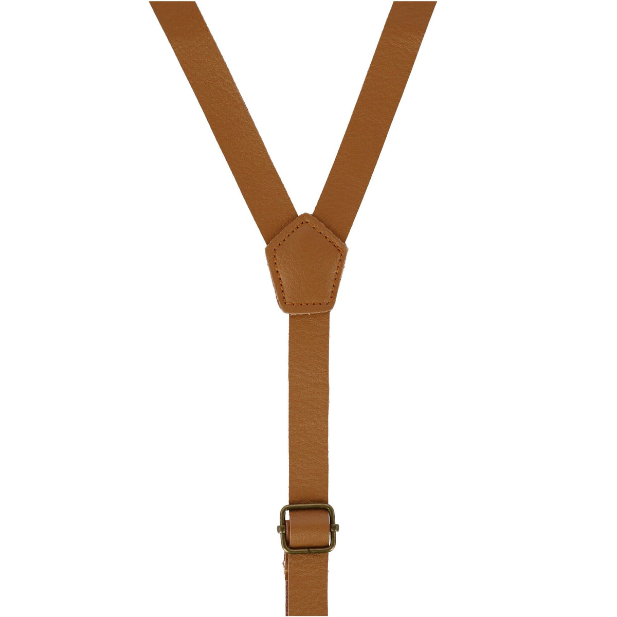 CTM® Faux Leather Slim Clip-End Suspenders - Tan