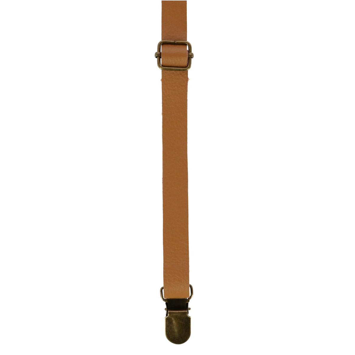CTM® Faux Leather Slim Clip-End Suspenders - Tan