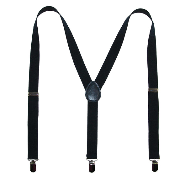 Elastic Solid Navy Clip-End Suspenders