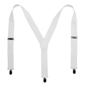 Elastic Solid White Clip-End Suspenders
