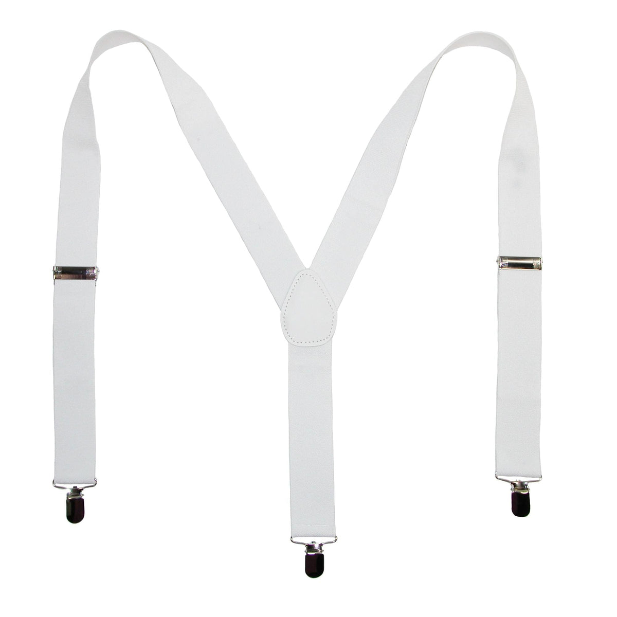 CTM® Elastic Solid White Clip-End Suspenders - Elastic Solid White Clip-End Suspenders