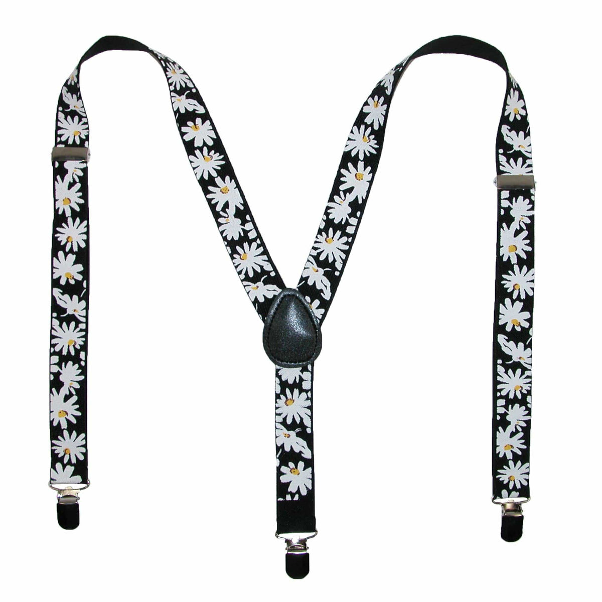 CTM® Women's Elastic Daisy Print Clip-End Suspenders