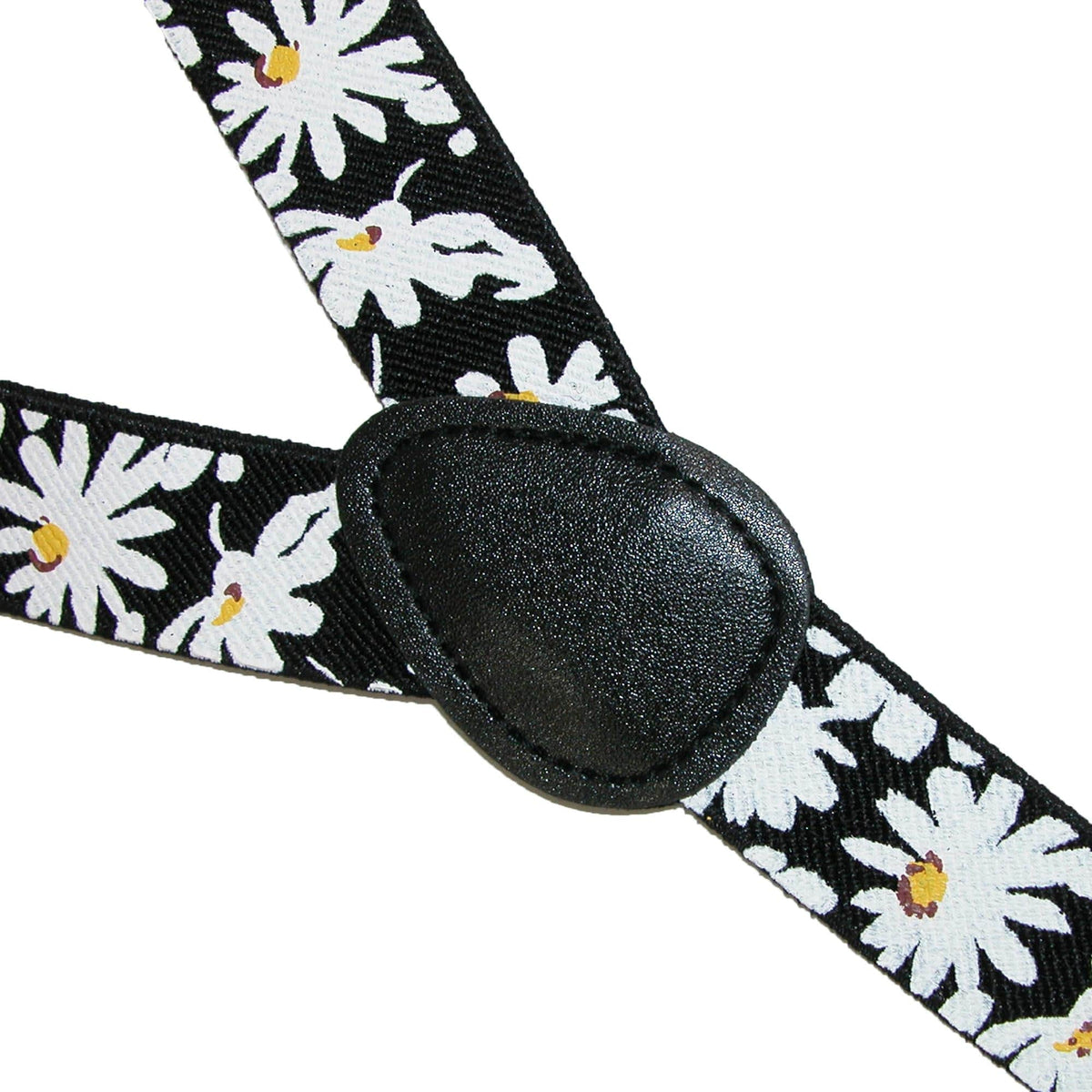 CTM® Women's Elastic Daisy Print Clip-End Suspenders - Black