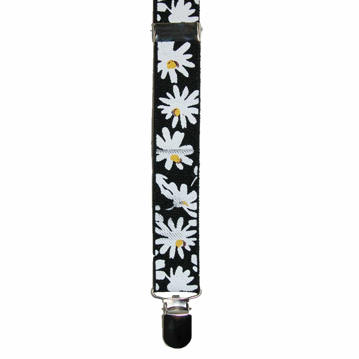 CTM® Women's Elastic Daisy Print Clip-End Suspenders - Black