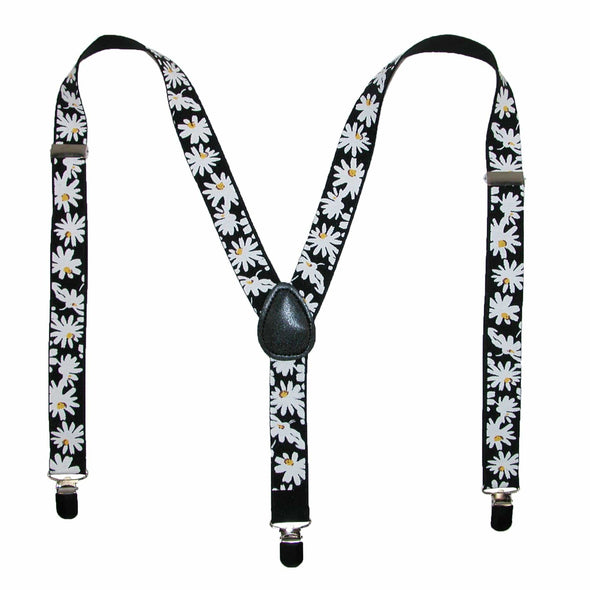 Women's Elastic Daisy Print Clip-End Suspenders