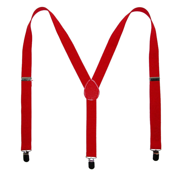 Elastic Solid Red Clip-End Suspender
