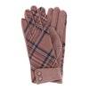 Women's Plaid Touchscreen Gloves with Button Detail